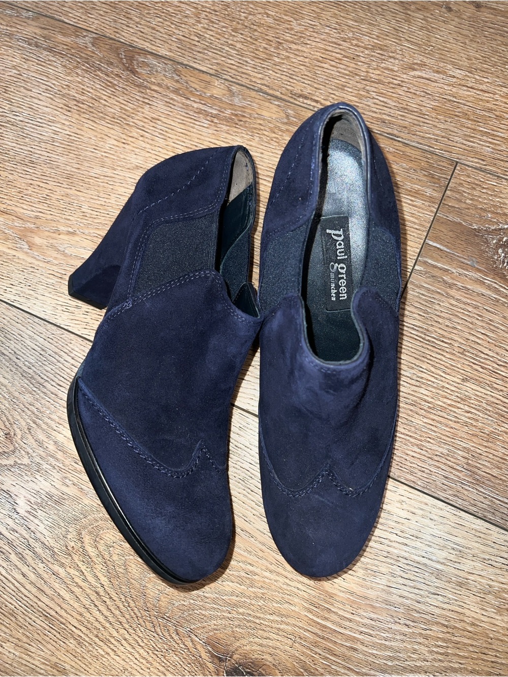 Paul Green Navy Suede Ankle Booties Size 5.5/8US